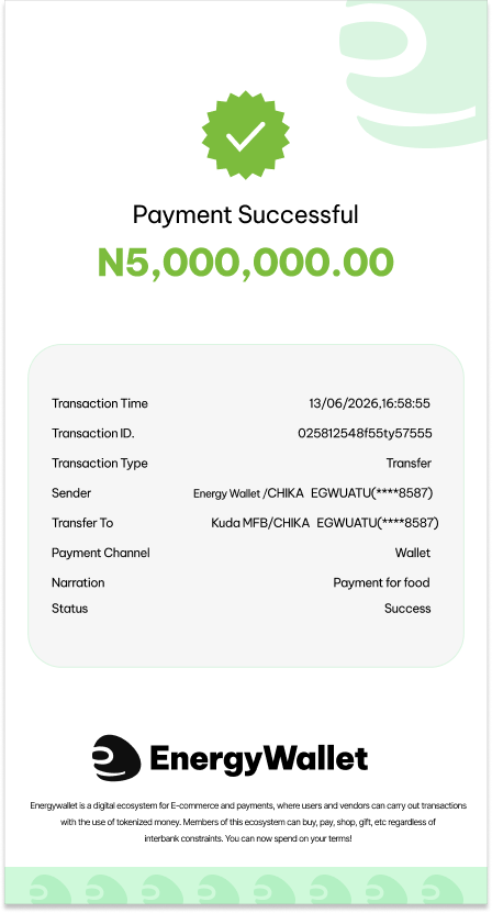 Energywallet payment receipt